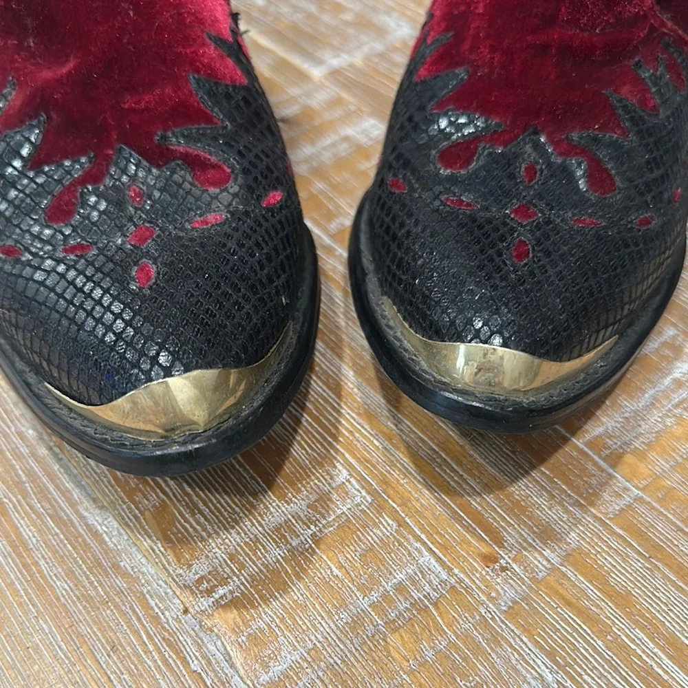 Topshop cowboy Red and Black Western Ankle Boots size 8.5 - Picture 2 of 6